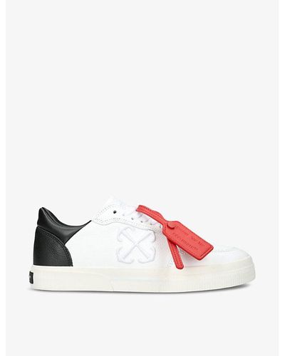 Off-White c/o Virgil Abloh Vulcanized Brand-embossed Leather Low-top Sneakers - Red
