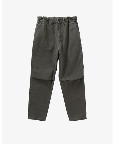 IKKS Elasticated-waist Mid-rise Straight-leg Cotton Trouser - Gray
