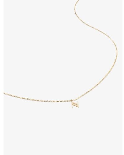 Monica Vinader Small Letter N 14ct Yellow-gold Pendant Necklace - White