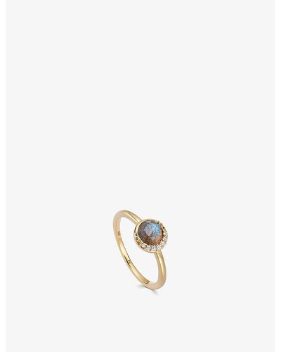 Astley Clarke Luna 18ct Yellow Gold-plated Vermeil Sterling-silver Sapphire And Labradorite Ring - Metallic