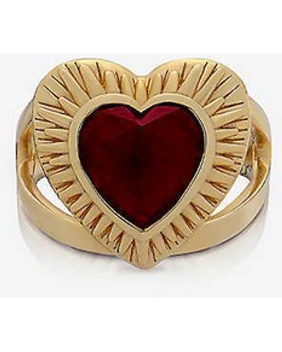 Rachel Jackson Heart 22ct -plated Sterling-silver And Garnet Ring - White