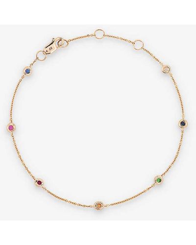 Roxanne First Skittle Rainbow 14ct Yellow-gold And 0.10ct Sapphire Bracelet - White