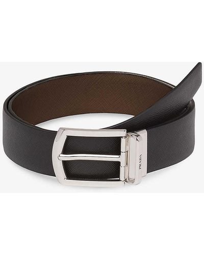 Prada Reversible Saffiano Leather Belt - Brown