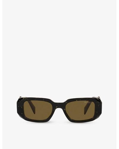 Prada Pr 17ws Rectangle-frame Acetate Sunglasses - Black