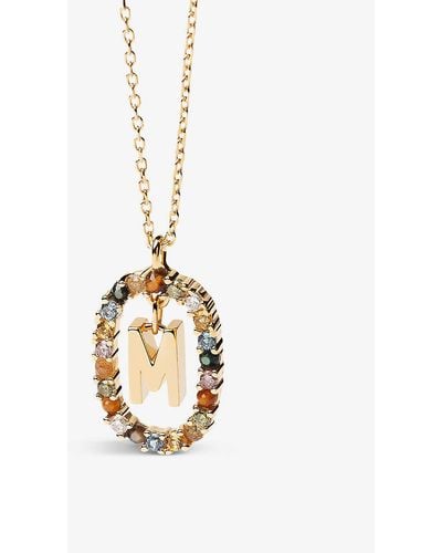 Pdpaola Initial M 18ct Yellow -plated Sterling-silver And Semi-precious Stones Pendant Necklace - Metallic