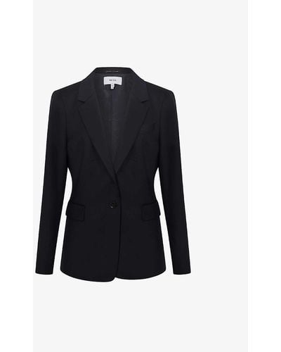 Reiss Vy Haisley Single-breasted Wool-blend Blazer - Blue