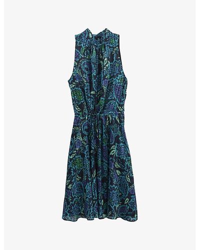 IKKS Floral-print Woven Midi Dress - Blue