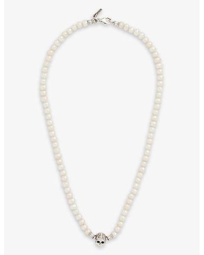 Emanuele Bicocchi Skull Sterling- And Freshwater Pearl Necklace - White