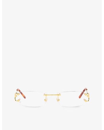Cartier Ct0092o Rectangular-frame Rimless Metal Optical Glasses - White