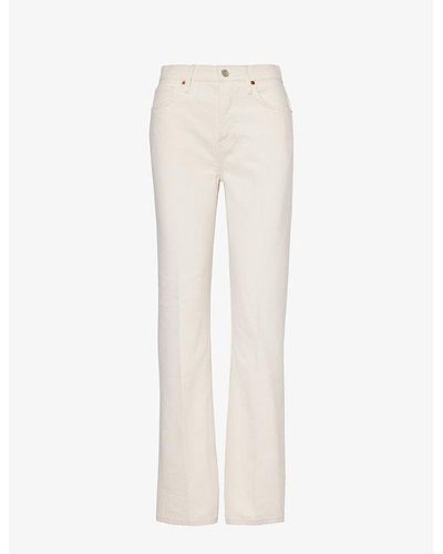Reformation X Camille Rowe Rowe Contrast-stitch Straight-leg Mid-rise Organic-denim Jeans - White