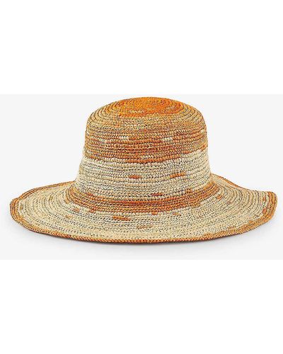 Sandro Two-tone Wide-brim Raffia Hat - Natural