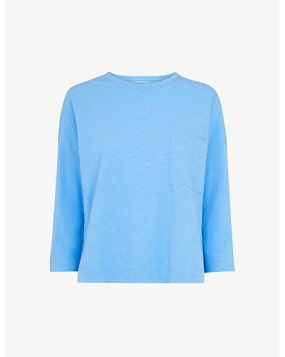 Whistles Pocket-embellished Relaxed Fit Organic Cotton Top - Blue