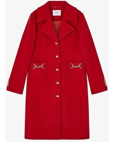 LK Bennett Spencer Snaffle-embellished Wool-blend Coat - Red