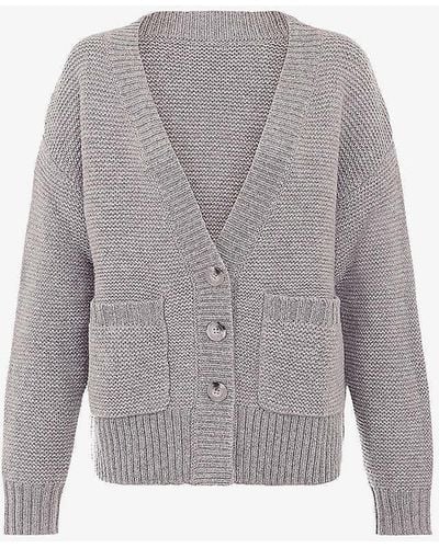 House Of Cb Alara Patch-pocket Wool Cardigan - Grey