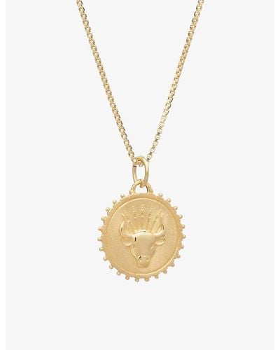 Rachel Jackson Zodiac Coin Taurus Short 22ct Gold-plated Sterling Silver Necklace - Metallic