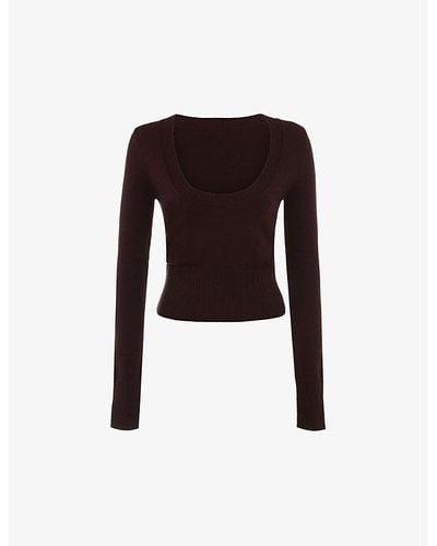 House Of Cb Raquel Scoop-neck Knitted Top - Black