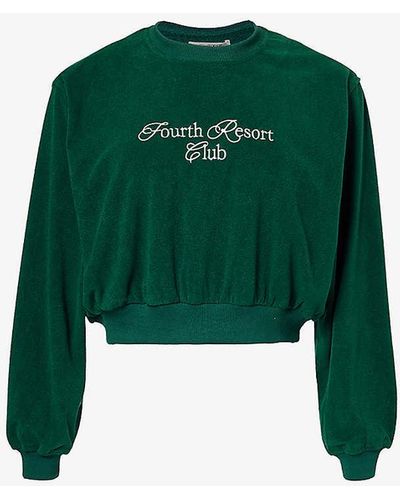 4th & Reckless Bay Text-embroidered Relaxed-fit Woven Sweatshirt - Green