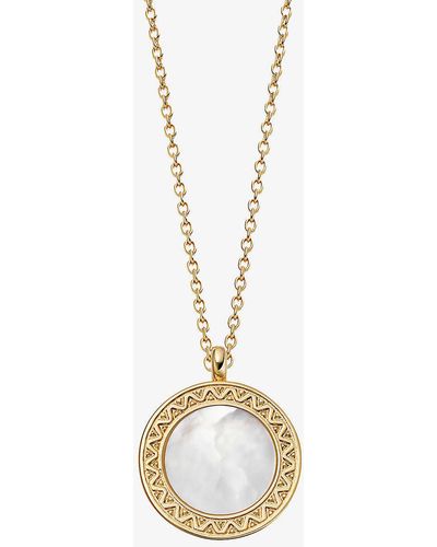 Astley Clarke Deco 18ct Yellow Gold-plated Vermeil Sterling-silver And Mother-of-pearl Locket Necklace - Metallic
