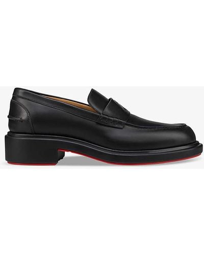 Christian Louboutin Urbino Moc Leather Loafers - Black
