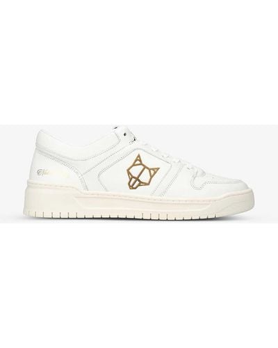 Naked Wolfe Cm-01 Branded Leather Low-top Trainers - White