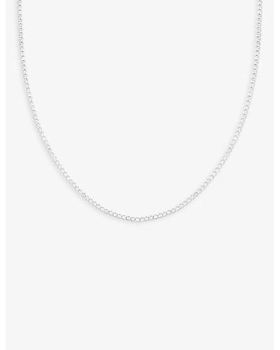 Astrid & Miyu Gleam Rhodium-plated Brass And Zirconia Chain Necklace - White