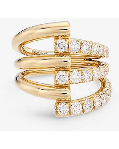 Melissa Kaye Lola Triple 18ct Yellow-gold And 1.6ct Brilliant-cut Diamond Ring - Metallic