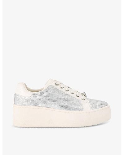 Carvela Kurt Geiger Connected Crystal-embellished Leather Low-top Trainers - White