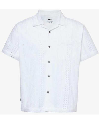 Obey Sunday Broderie-patterned Cotton Shirt - White