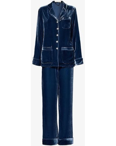 Olivia Von Halle Coco Regular-fit Rayon And Silk-blend Pyjama Set - Blue