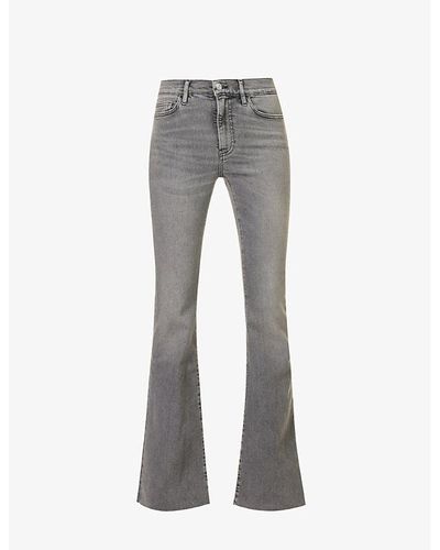 FRAME Le High Flare Flared-leg High-rise Denim-blend Jeans - Gray
