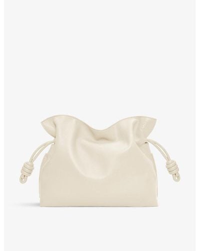 Loewe Flamenco Knotted Leather Clutch Bag - White