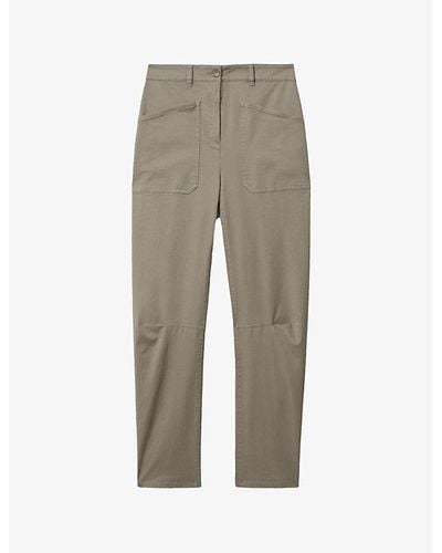 Reiss Nova Barrel-leg Stretch-cotton Trousers - Grey