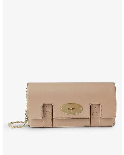 Mulberry East West Bayswater Leather Clutch Bag - Natural