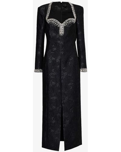 Huishan Zhang Eleanor Crystal-embellished Jacquard Woven Maxi Dress - Black