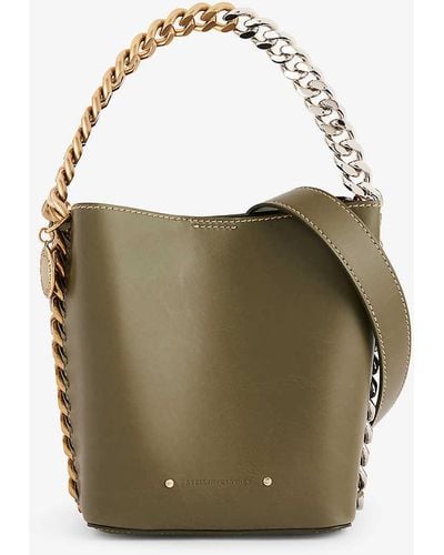Stella McCartney Stud-embellished Faux-leather Cross-body Bag - Green