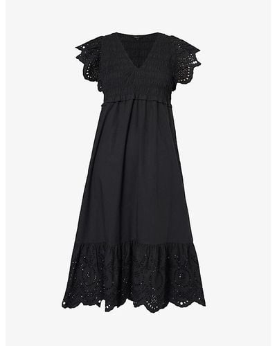 Rails Clementine V-neck Cotton-blend Midi Dress - Black