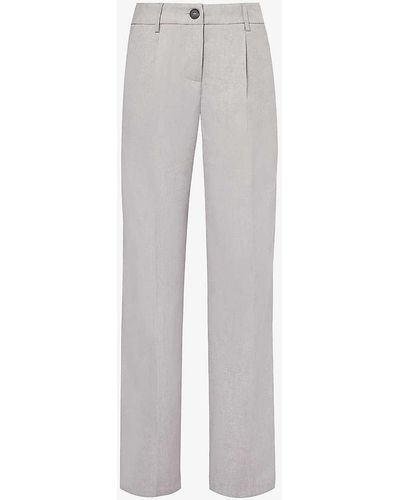 4th & Reckless Taylor Straight-leg High-rise Stretch-woven Trousers - Grey