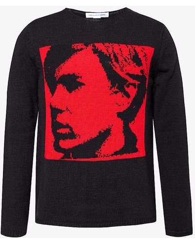 Comme des Garçons Andy Warhol Intarsia-motif Knitted Jumper X - Red