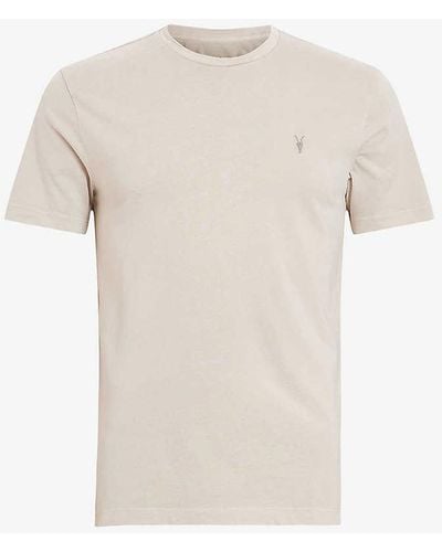AllSaints Ossage Ramskull-embroidered Cotton T-shirt - White