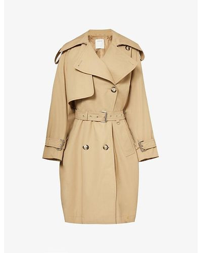 Sportmax Ricamo Double-breasted Regular-fit Cotton Coat - Natural