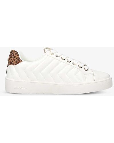 Carvela Kurt Geiger Joyful Quilted Faux-leather Low-top Trainers - Natural