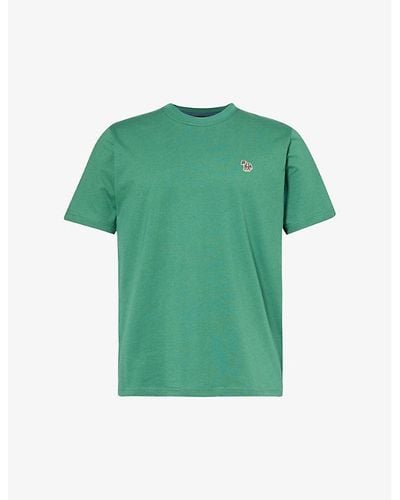 PS by Paul Smith Zebra Brand-embroidered Cotton-jersey T-shirt - Green