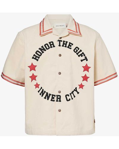 Honor The Gift Tradition Branded-hardware Relaxed-fit Cotton Shirt - Natural