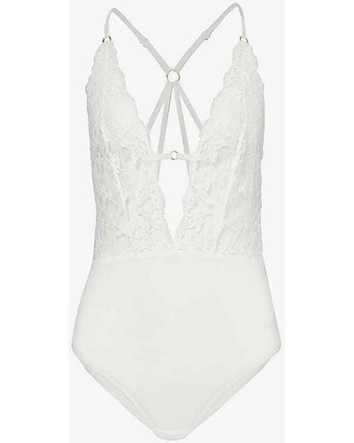 Aubade Kiss Of Love Plunge-neck Lace Body - White