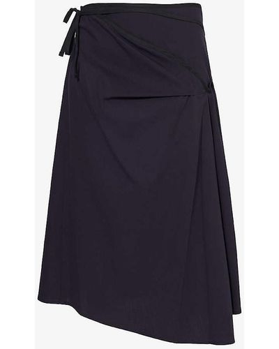 Lemaire Wrap-front Self-tie Woven Midi Skirt - Blue