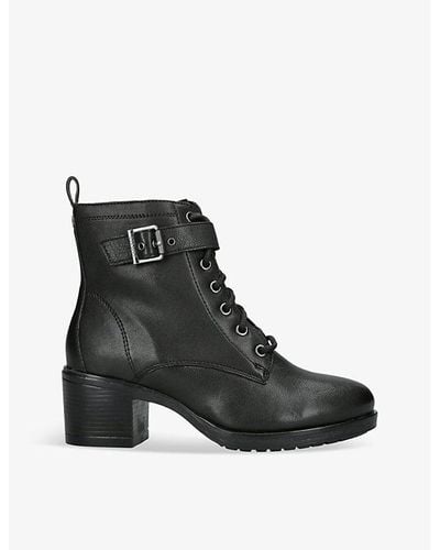 Carvela Kurt Geiger Snug Shearling-lined Heeled Leather Ankle Boots - Black