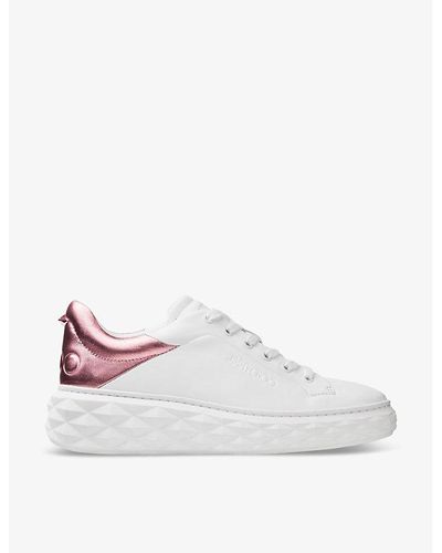 Jimmy Choo Diamond Maxi Brand-embellished Leather Low-top Sneakers 2. - White