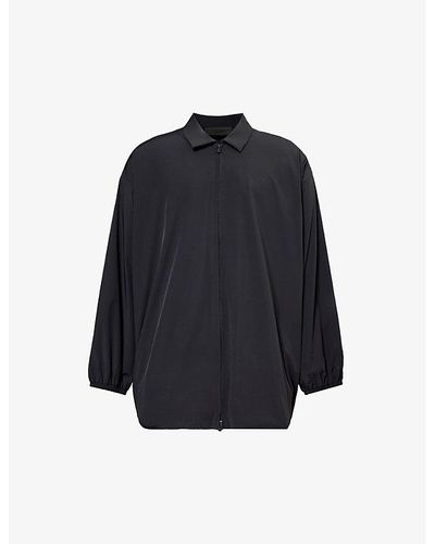 Fear Of God Essentials Zipped Relaxed-fit Stretch-woven Overshirt X - Blue