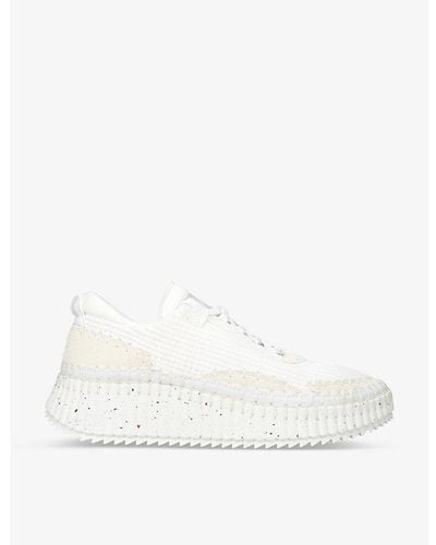 Chloé Nama Embroidered Suede And Recycled Mesh Sneakers - White