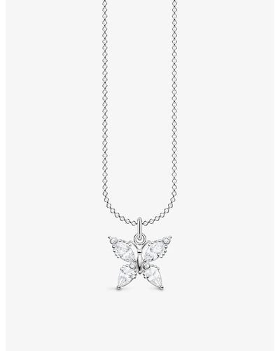 Thomas Sabo Butterfly Sterling-silver And Cubic Zirconia Pendant Necklace - White